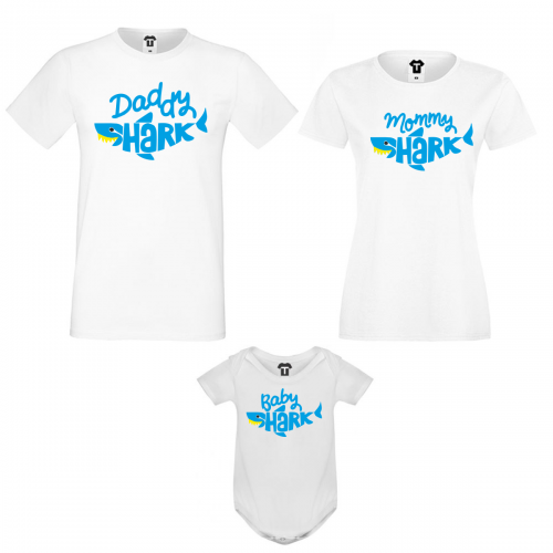 Семеен комплект в бяло Shark Family