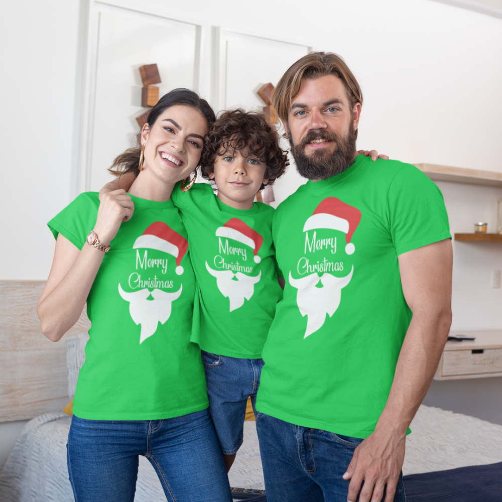 Коледни тениски комплект в зелено Merry Christmas Beard