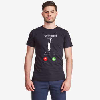 Черна мъжка тениска Basketball is calling