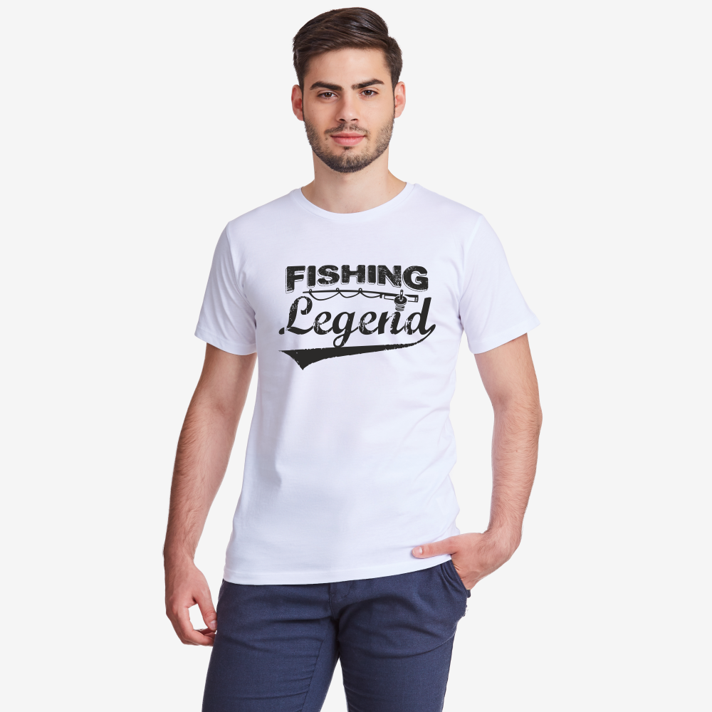 Мъжка бяла тениска Fishing Legend