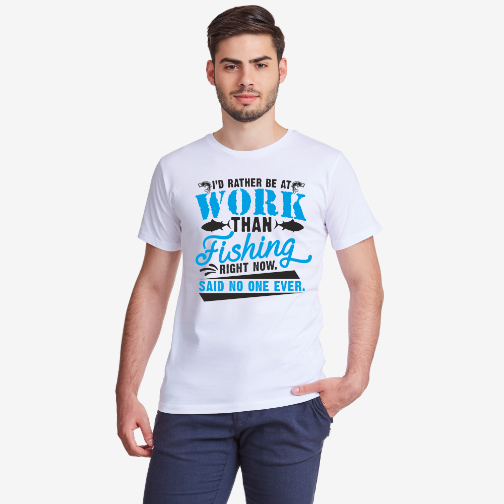 Мъжка бяла тениска I'll rather be at work