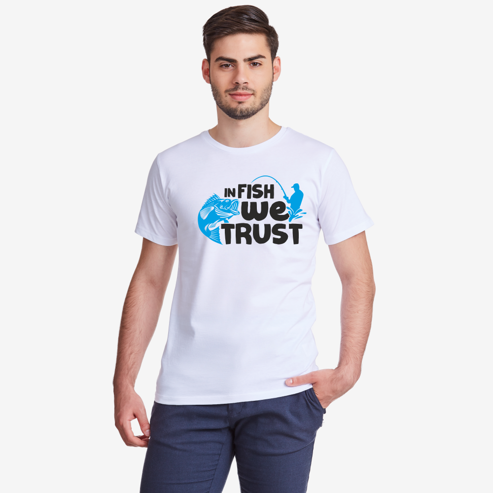 Мъжка бяла тениска In Fish We Trust Мъжка бяла тениска In Fish We Trust