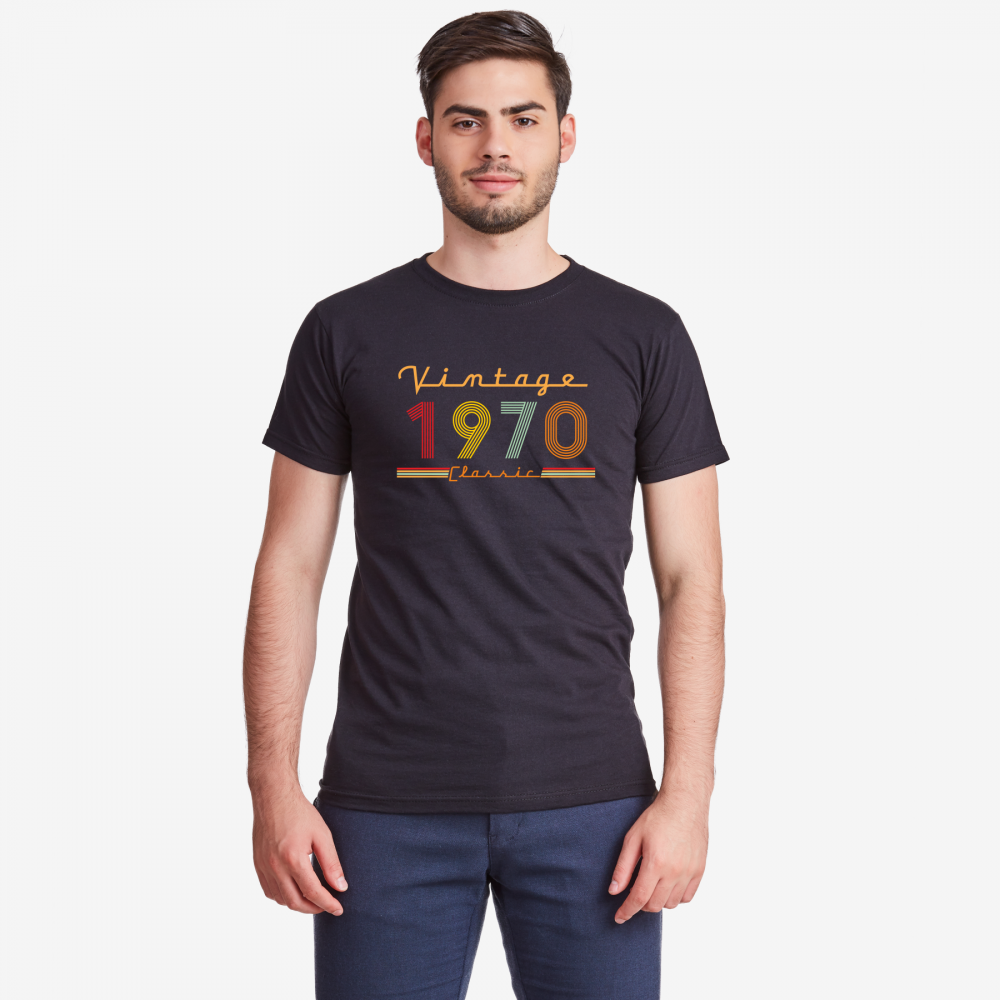 Мъжка черна тениска Vintage 1970