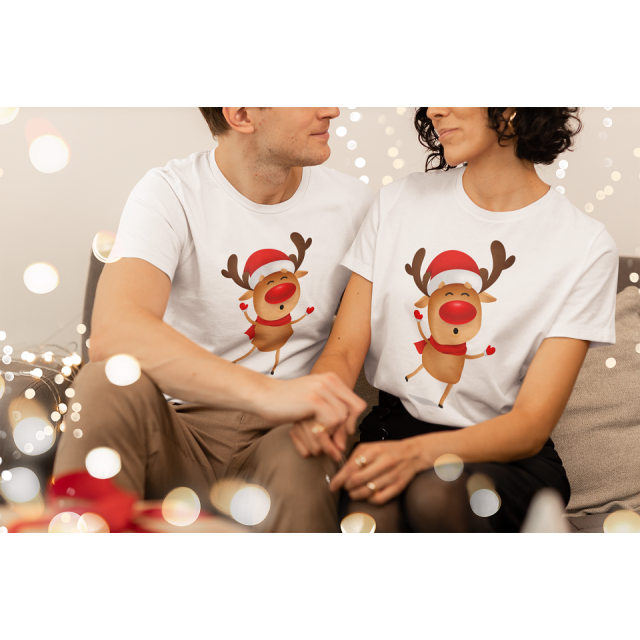 Коледни тениски за двойки Dancing Deer Коледни тениски за двойки Dancing Deer