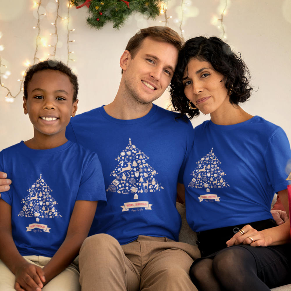 Комплект сини коледни тениски за двойки Christmas Tree Комплект сини коледни тениски за двойки Christmas Tree