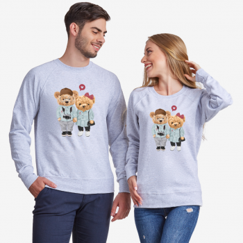 Сиви блузи за двойки Cute Bears 