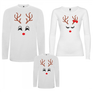 Семеен комплект коледни тениски с дълги ръкави Deer