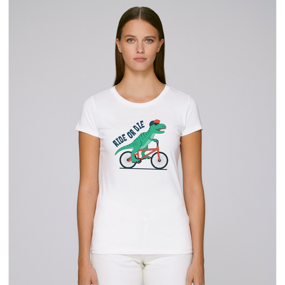 Дамска бяла тениска Ride or Die Дамска бяла тениска Ride or Die