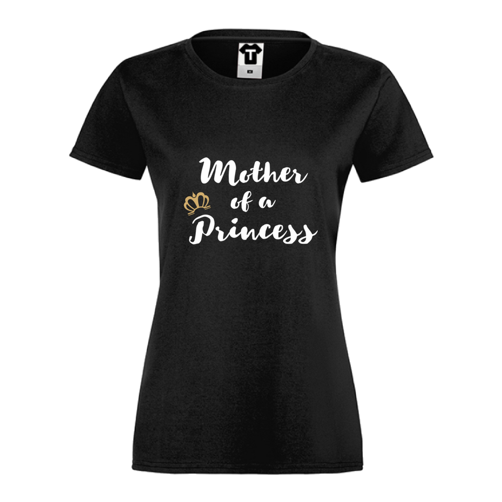 Дамска черна тениска Mother of a princess