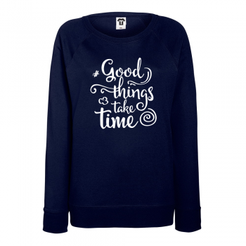 Дамска тъмно-синя блуза Good thing take time
