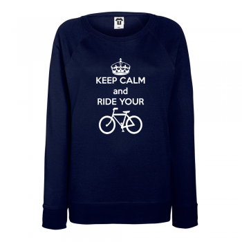 Дамска тъмно-синя блуза Keep calm and ride your bike Дамска тъмно-синя блуза Keep calm and ride your bike
