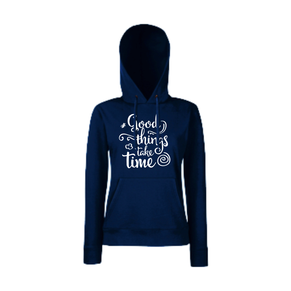 Дамски тъмно-син суитчър Good things take time Дамски тъмно-син суитчър Good things take time