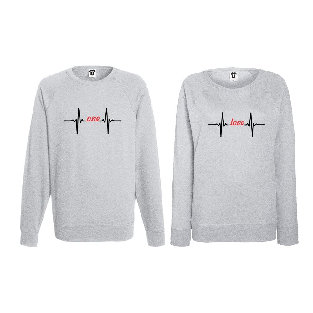 Комплект сиви блузи за двойки One Love Heartbeat Комплект сиви блузи за двойки One Love Heartbeat