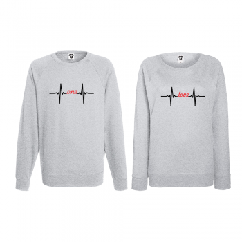 Комплект сиви блузи за двойки One Love Heartbeat Комплект сиви блузи за двойки One Love Heartbeat