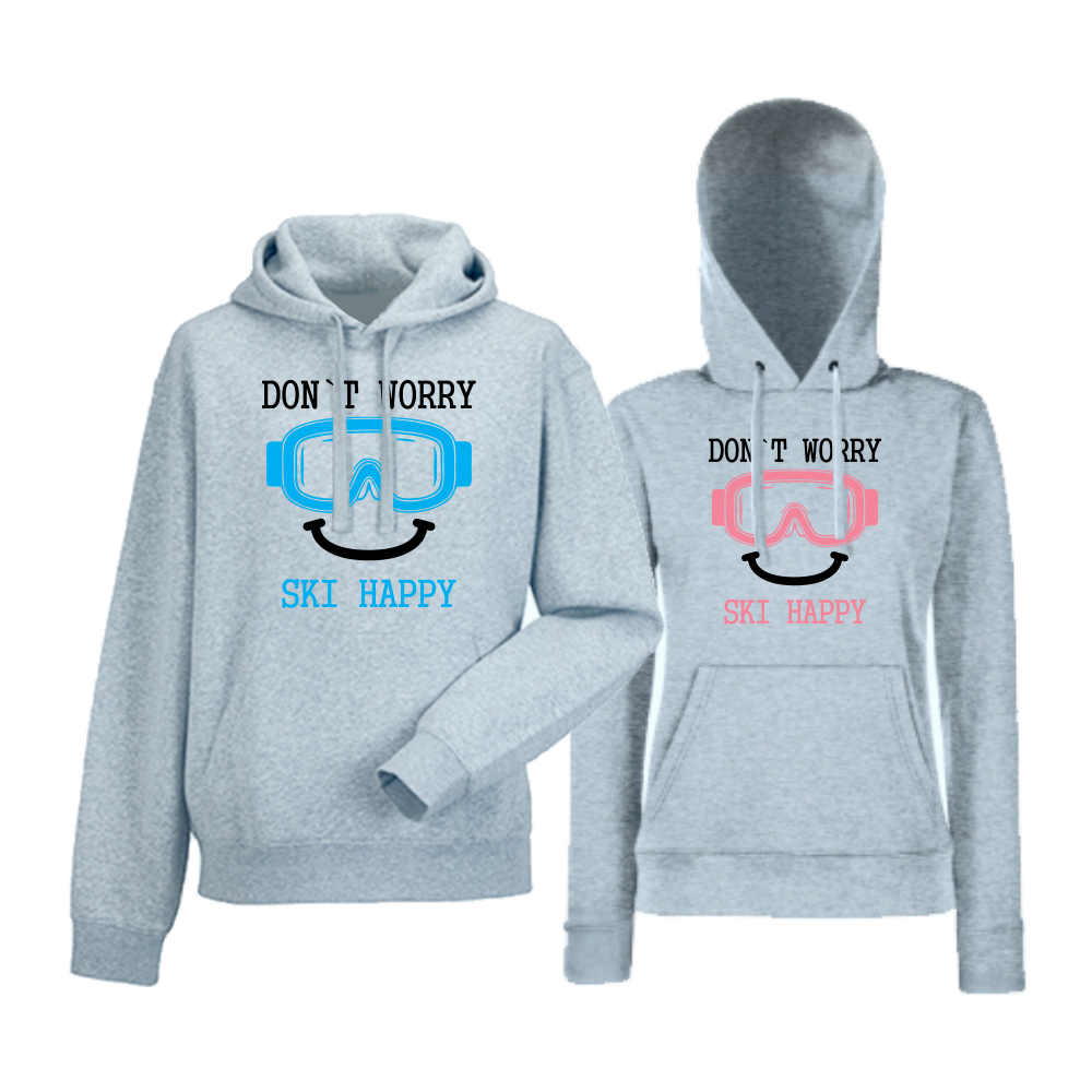 Комплект сиви суитчери за двойки Don't worry ski happy Комплект сиви суитчери за двойки Don't worry ski happy