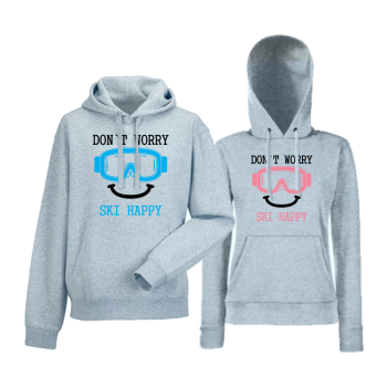 Комплект сиви суитчери за двойки Don't worry ski happy Комплект сиви суитчери за двойки Don't worry ski happy