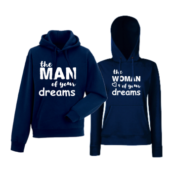 Комплект тъмно-сини суитчери за двойки The man of your dreams