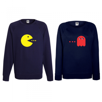 Комплект тъмно-синя блузи за двойки PAC-MAN