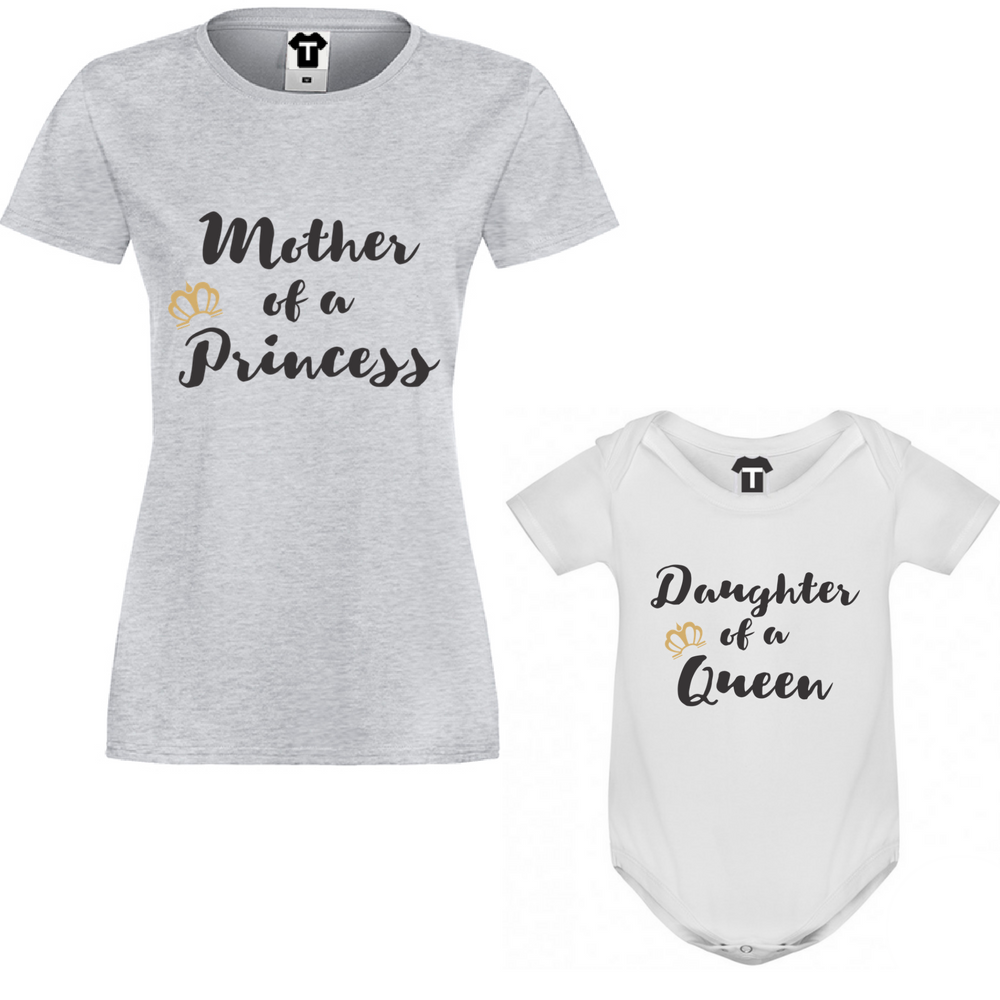 Комплект за майка и бебе Mother of a princess/Daughter of a queen