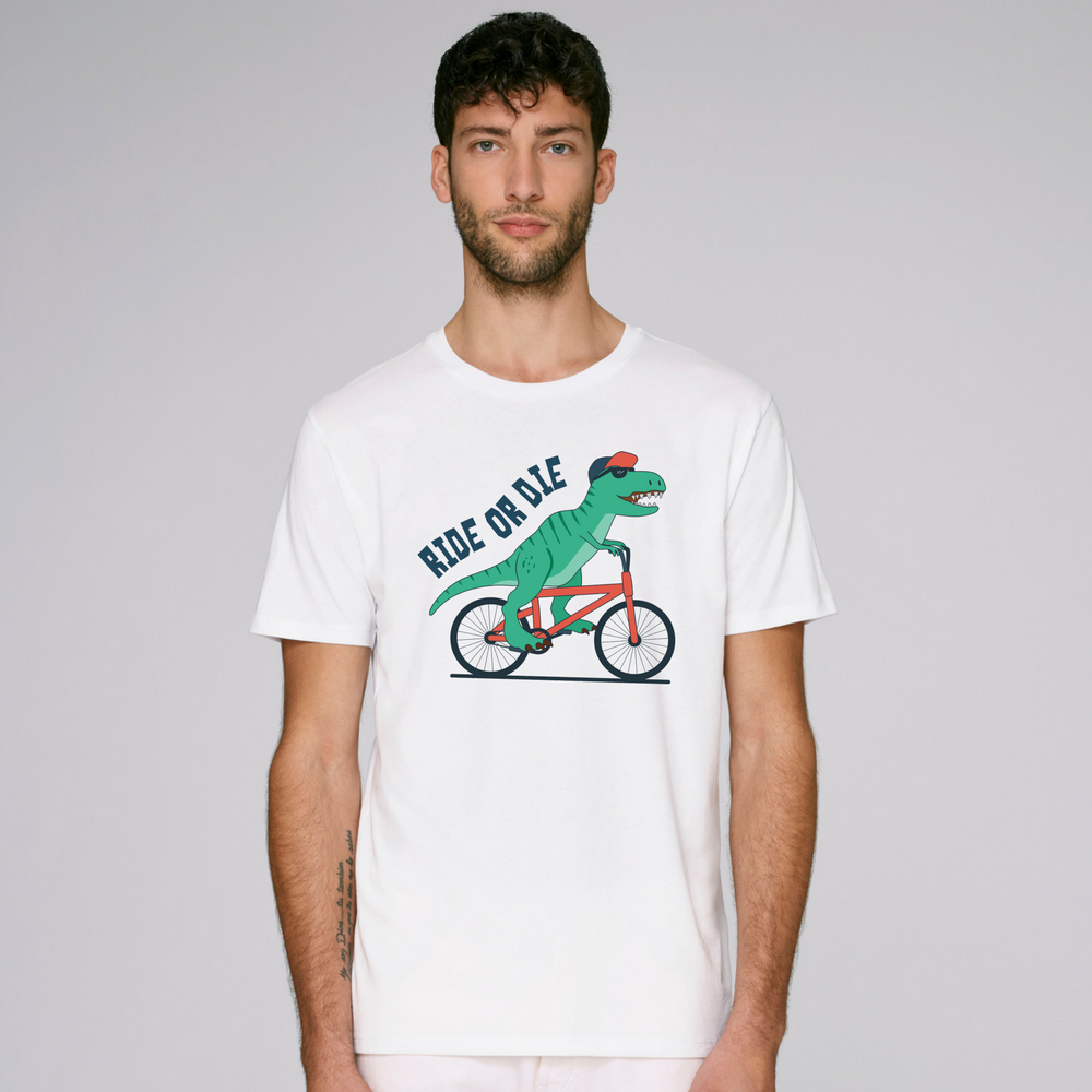 Мъжка бяла тениска с принт Ride or die Мъжка бяла тениска с принт Ride or die