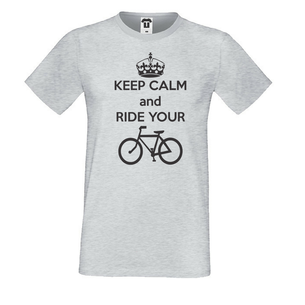 Мъжка сива тениска Keep Calm and ride your bike 