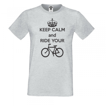 Мъжка сива тениска Keep Calm and ride your bike Мъжка сива тениска Keep Calm and ride your bike