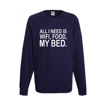 Мъжка тъмно-синя блуза I need WiFi, food and my bed