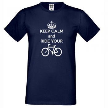 Мъжка тъмно-синя тениска Keep Calm and ride your bike Мъжка тъмно-синя тениска Keep Calm and ride your bike