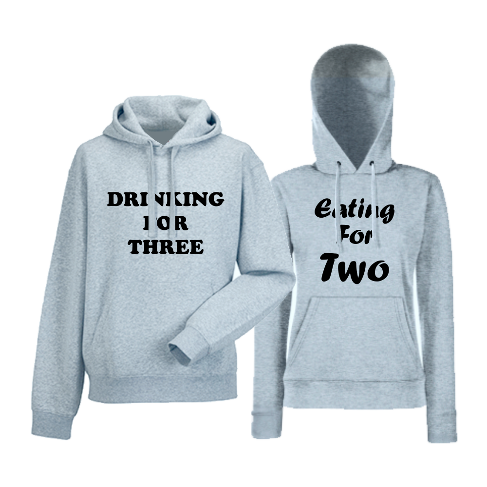 Сиви суитчери за двойки Drinking for three and Eating for two Сиви суитчери за двойки Drinking for three and Eating for two