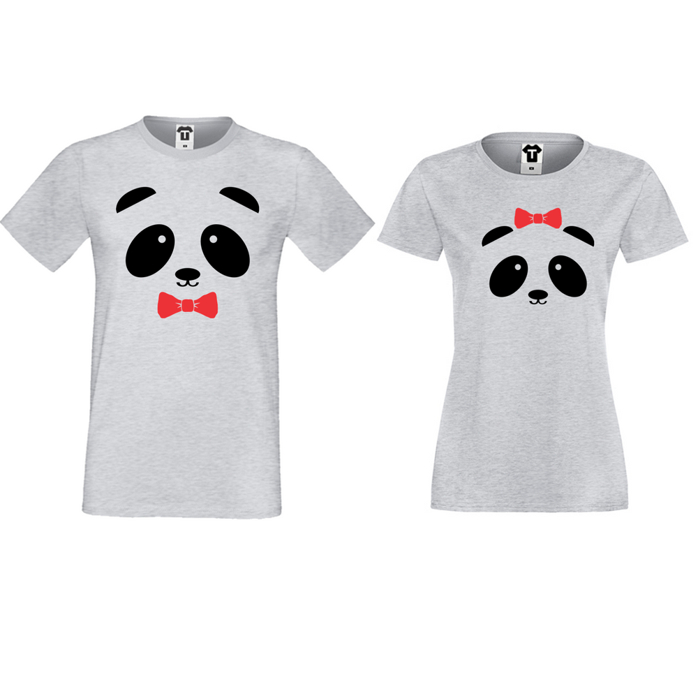 Сиви тениски за влюбени Sweet Panda Сиви тениски за влюбени Sweet Panda