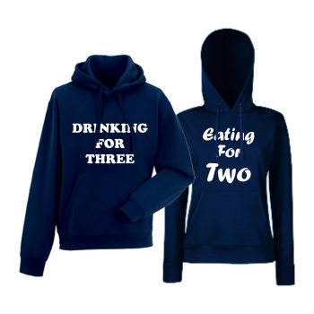 Тъмно-сини суитчери за двойки Drinking for three and Eating for two Тъмно-сини суитчери за двойки Drinking for three and Eating for two