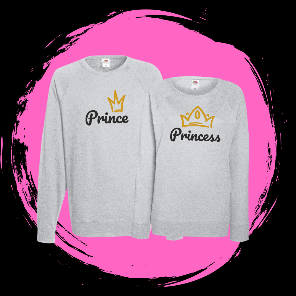 Комплект сиви блузи за двойки Prince & Princess