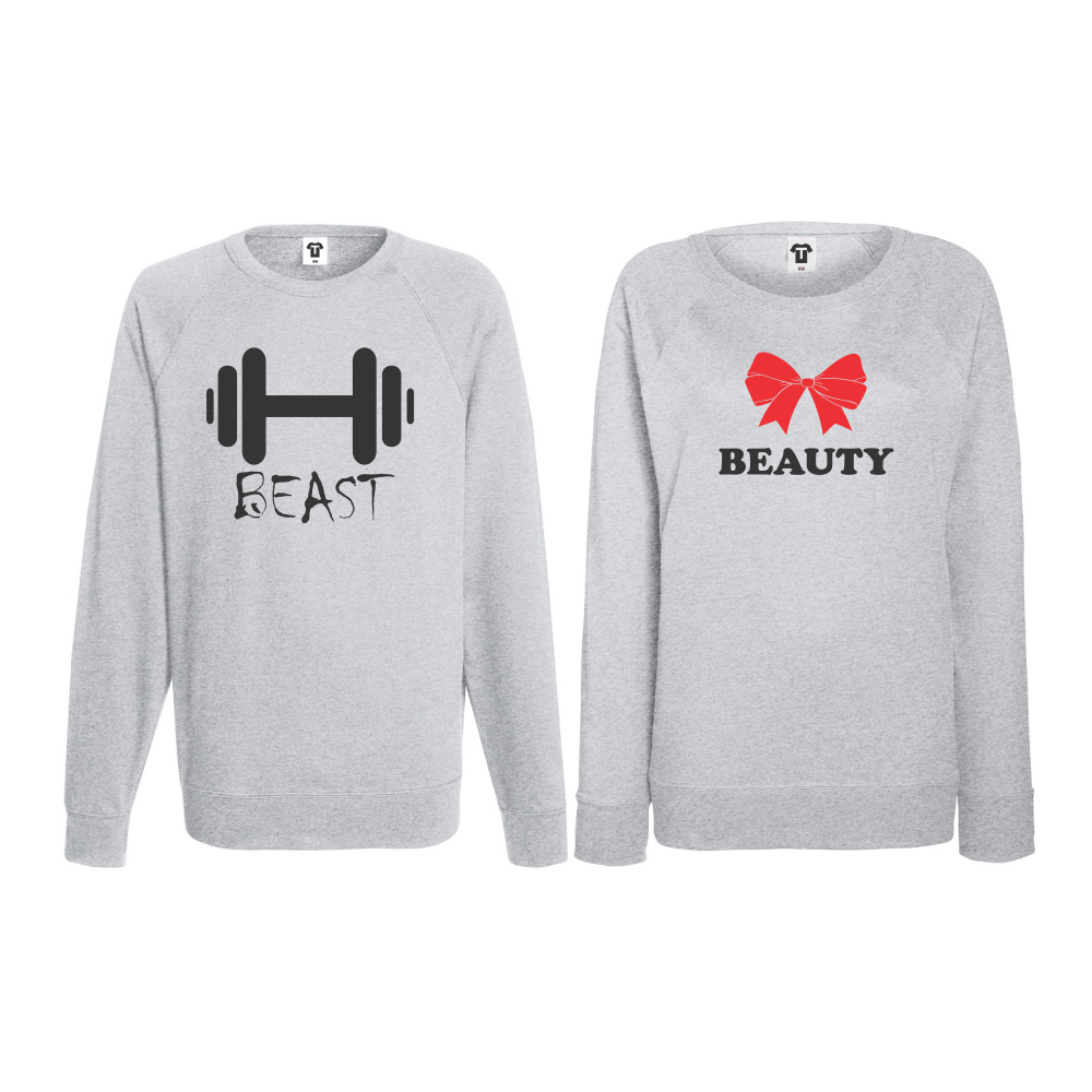 Комплект сиви блузи за двойки Beast and Beaty 2