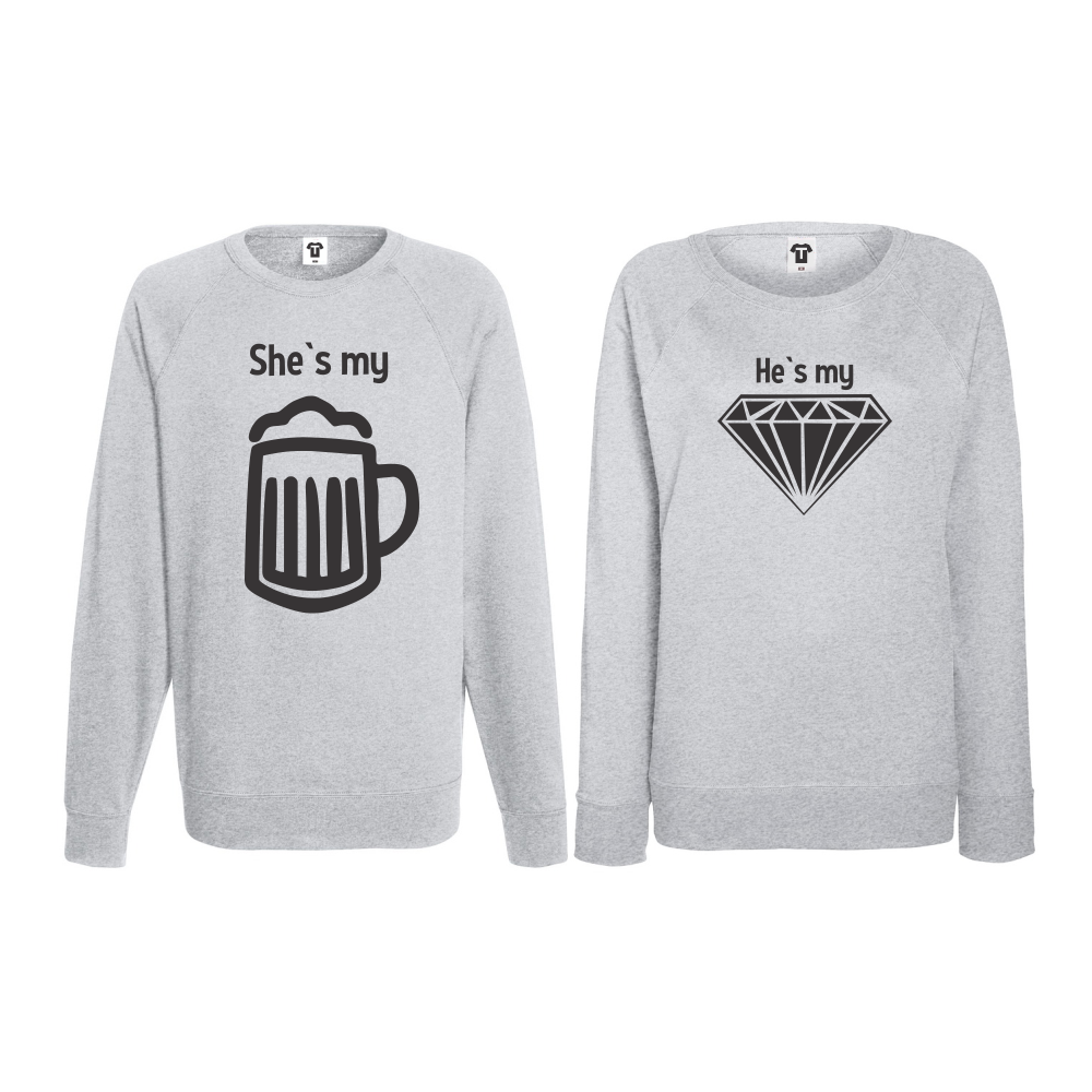 Комплект сиви блузи за двойки Beer - Diamond