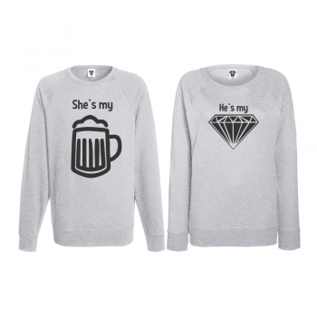Комплект сиви блузи за двойки Beer - Diamond