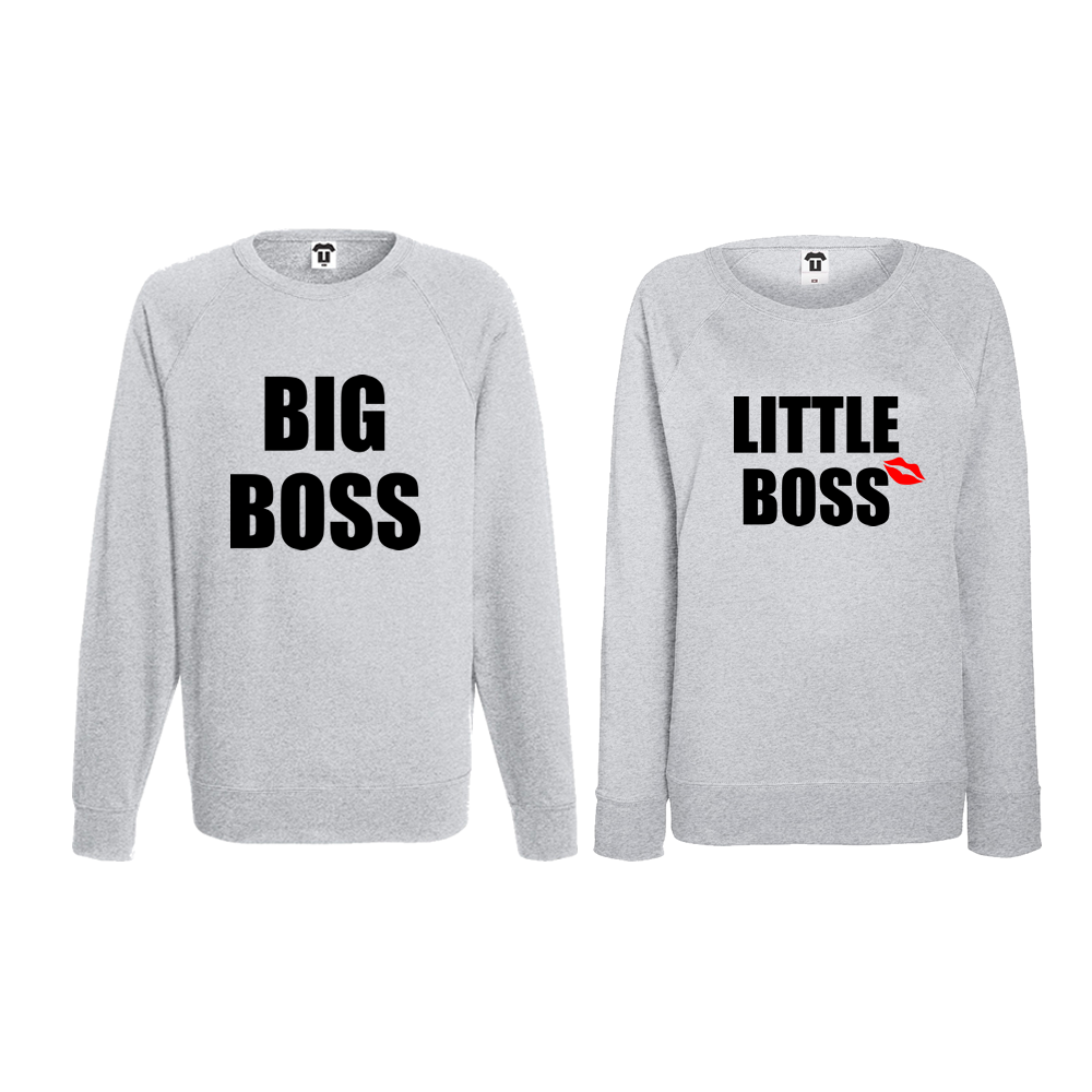 Комплект сиви блузи за двойки Big and Little Boss Комплект сиви блузи за двойки Big and Little Boss