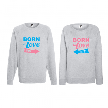 Комплект сиви блузи за двойки Born to love him