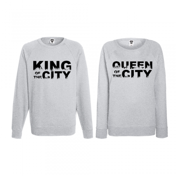Комплект сиви блузи за двойки King Queen of the city Комплект сиви блузи за двойки King Queen of the city
