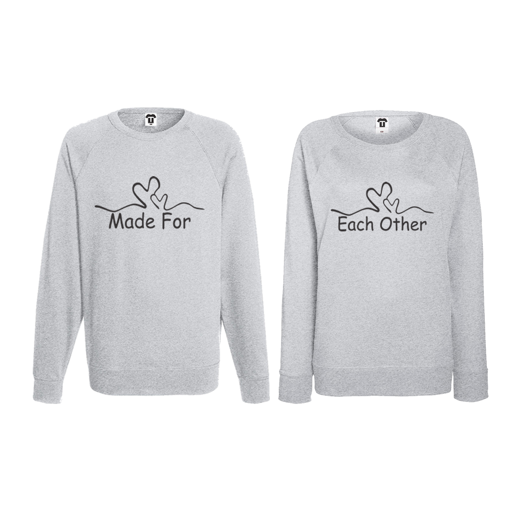 Комплект сиви блузи за двойки Made for each other