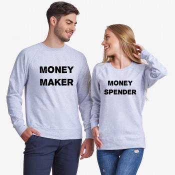 Комплект сиви блузи за двойки Money Maker and Money Spender