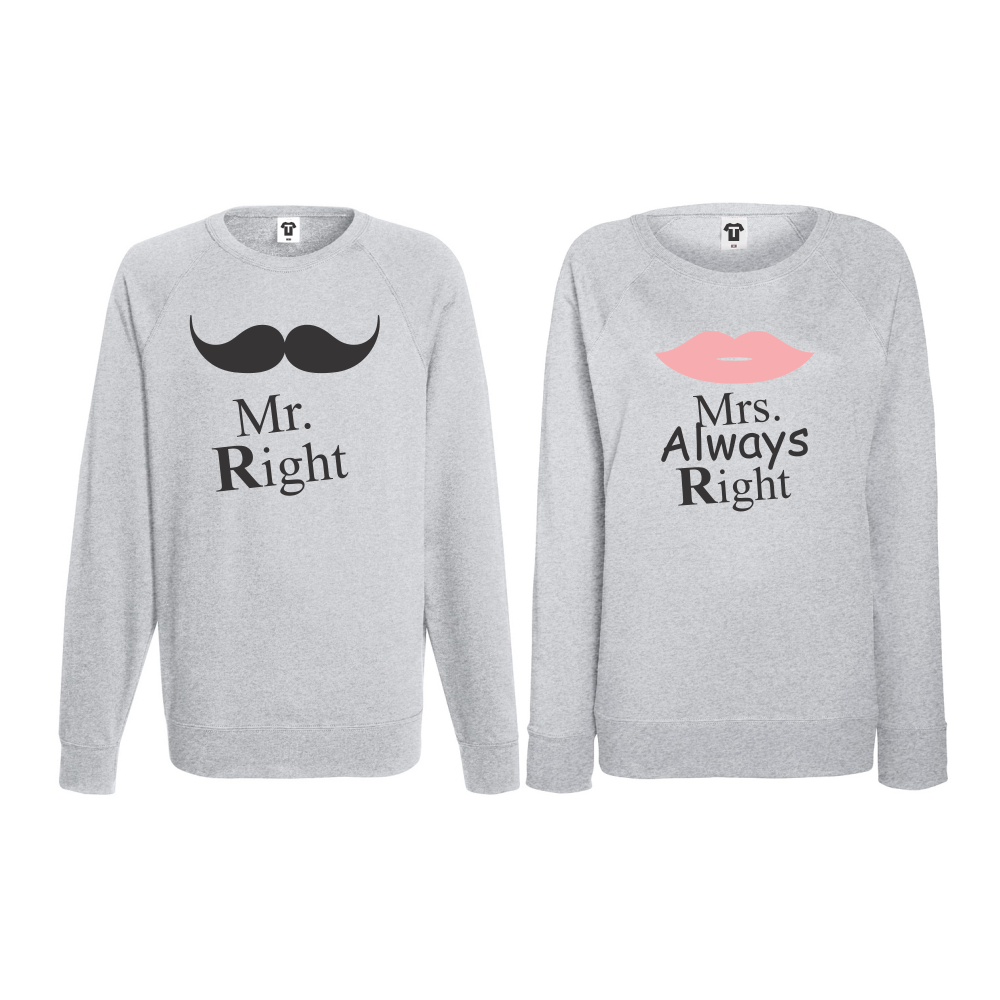 Комплект сиви блузи за двойки Mr Always Right
