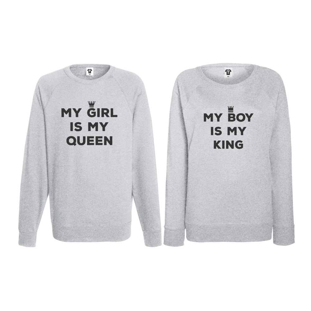 Комплект сиви блузи за двойки My Boy is My King Комплект сиви блузи за двойки My Boy is My King