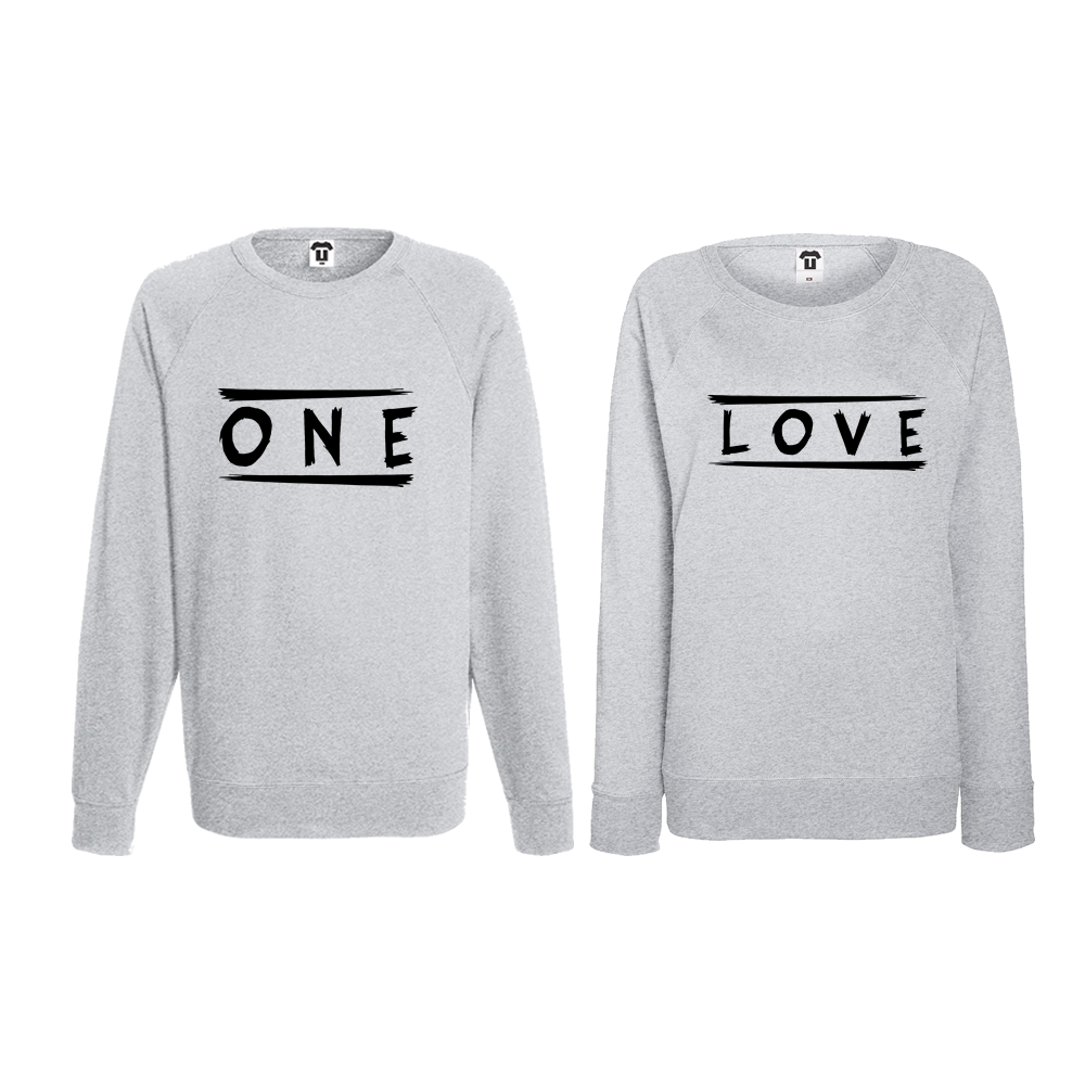 Комплект сиви блузи за двойки One Love Комплект сиви блузи за двойки One Love
