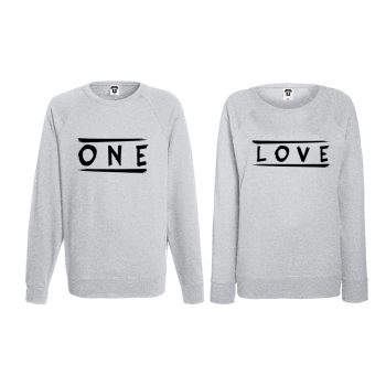 Комплект сиви блузи за двойки One Love