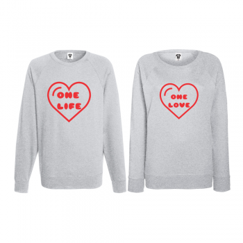 Комплект сиви блузи за двойки One Love Комплект сиви блузи за двойки One Love