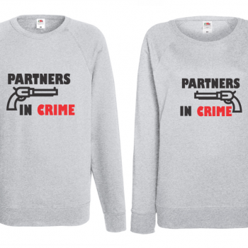 Комплект сиви блузи за двойки Partners in Crime