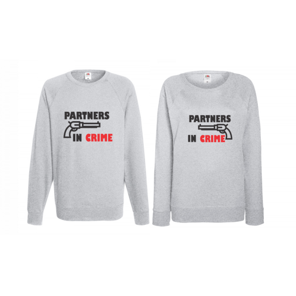 Комплект сиви блузи за двойки Partners in Crime