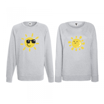 Комплект сиви блузи за двойки Sun, Smile and Sunglasses
