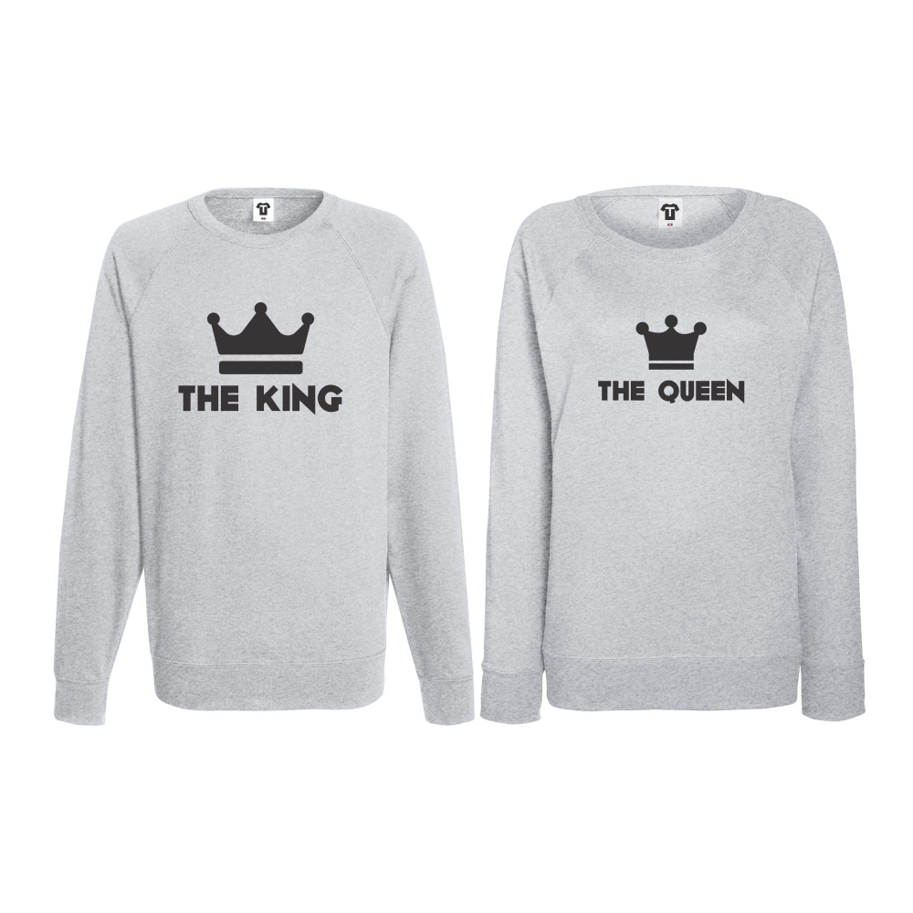 Комплект сиви блузи за двойки The King - The Queen Комплект сиви блузи за двойки The King - The Queen