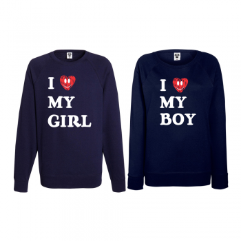 Комплект тъмно-сини блузи за двойки I LOVE MY GIRL